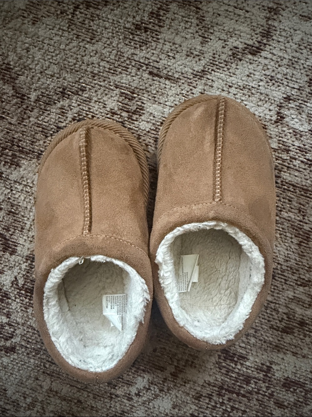 Target Kids Brown Faux-Suede Sherpa-Lined Slip-On Slippers